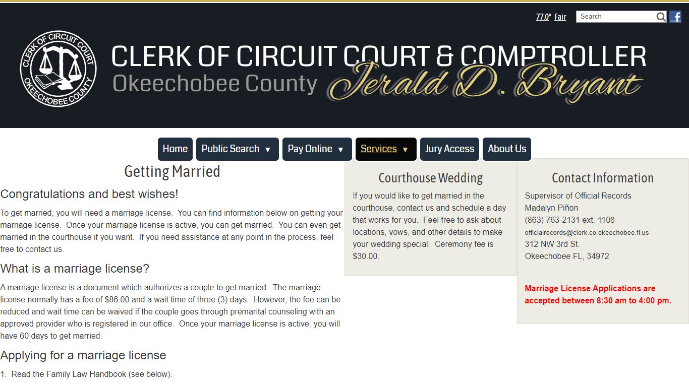 Marriage - Okeechobee County Clerk of Circuit Court and ...